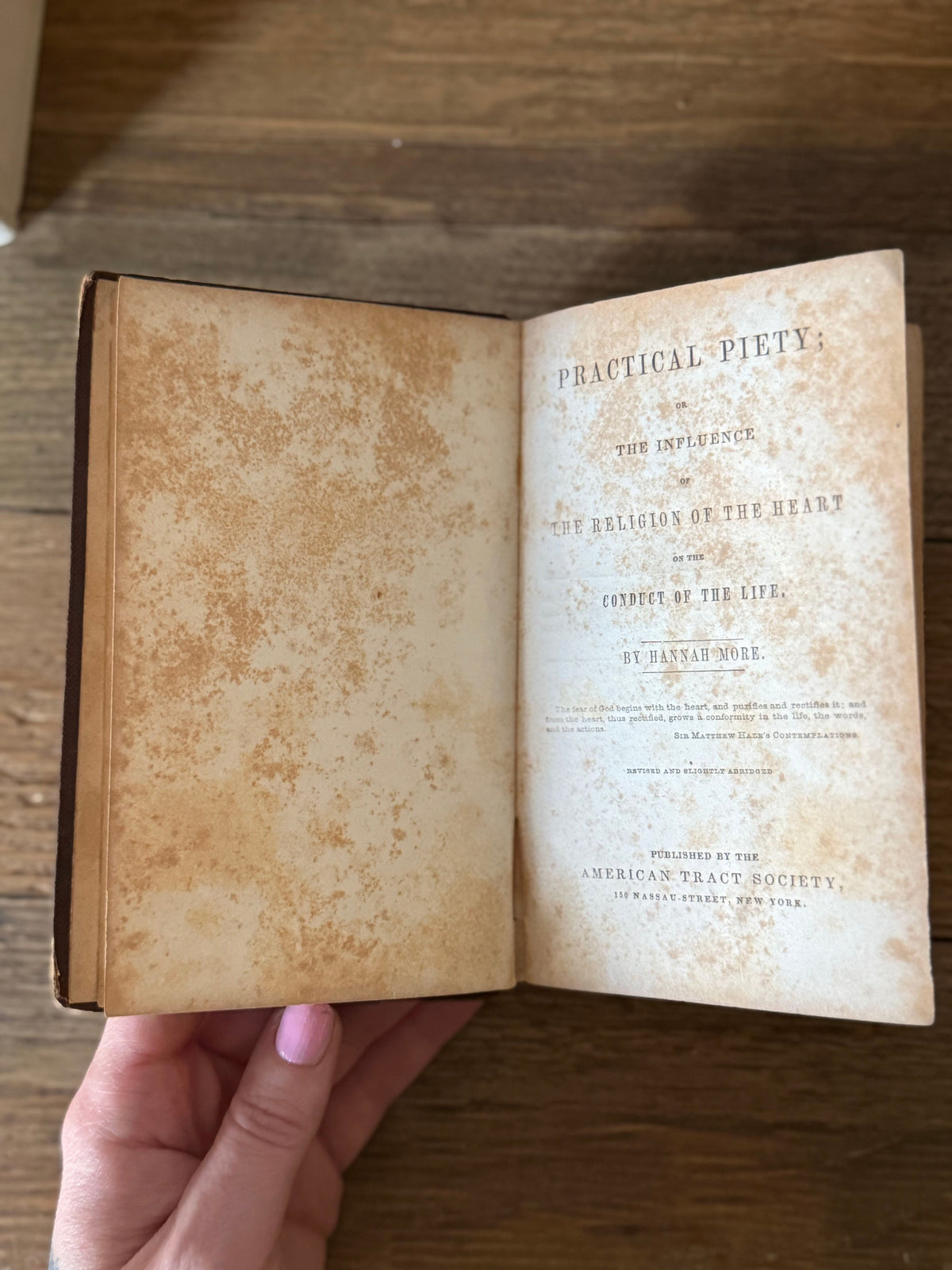 Antique 19th Century Practical Piety by Hannah More
