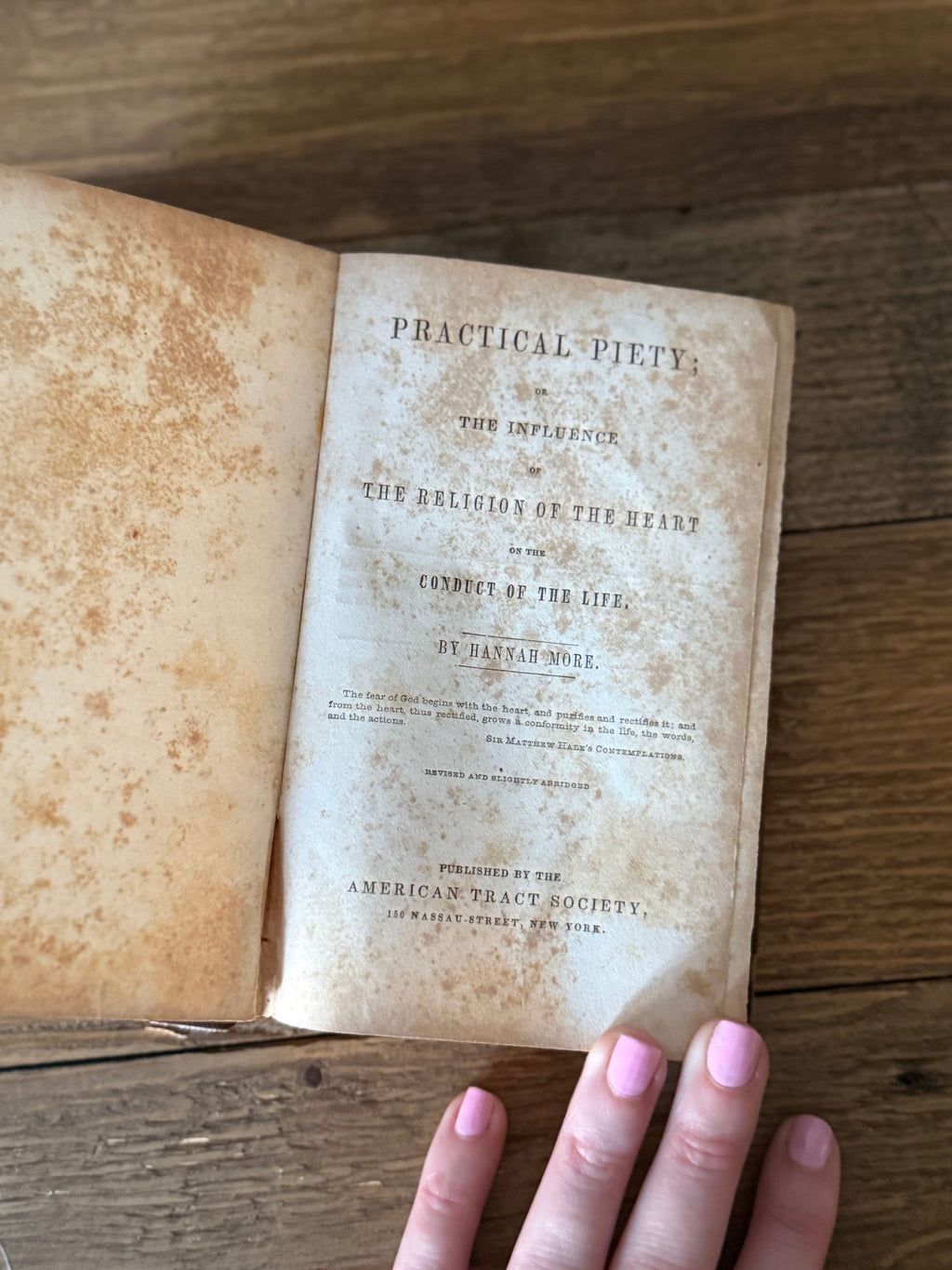 Antique 19th Century Practical Piety by Hannah More